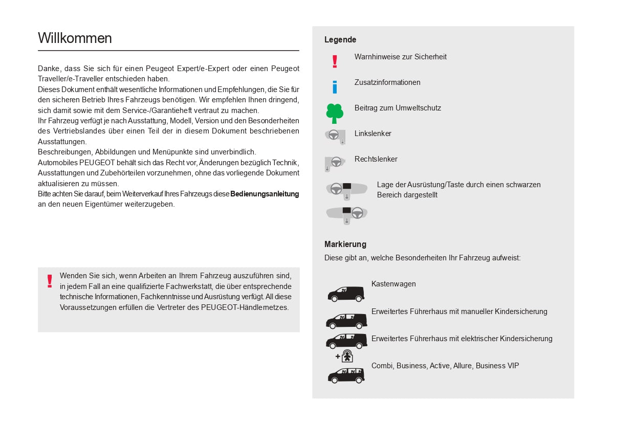 2024 Peugeot Expert/e-Expert/Traveller/e-Traveller Bedienungsanleitung | Deutsch