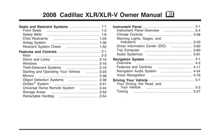 2008 Cadillac XLR / XLR-V Bedienungsanleitung | Englisch