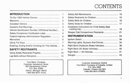 1993 Ford L-Series Owner's Manual | English