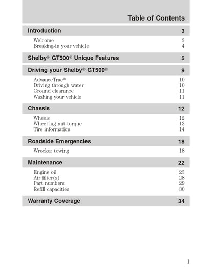 2011 Ford Shelby GT500 Owner's Manual | English