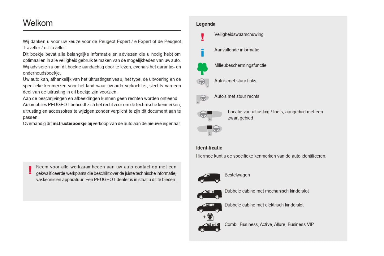 2022-2024 Peugeot Expert/e-Expert/Traveller/e-Traveller Bedienungsanleitung | Niederländisch