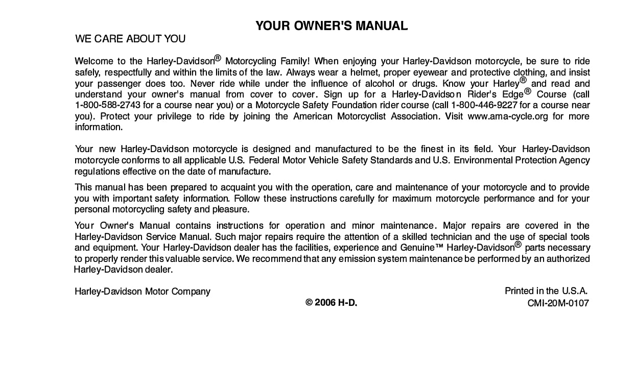 2007 Harley-Davidson Sportster Owner's Manual | English