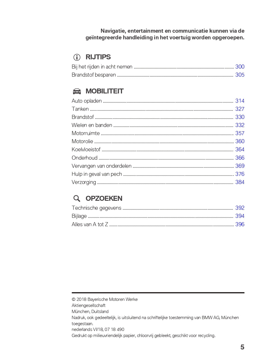 2019 BMW 5 Series PHEV Owner's Manual | Dutch