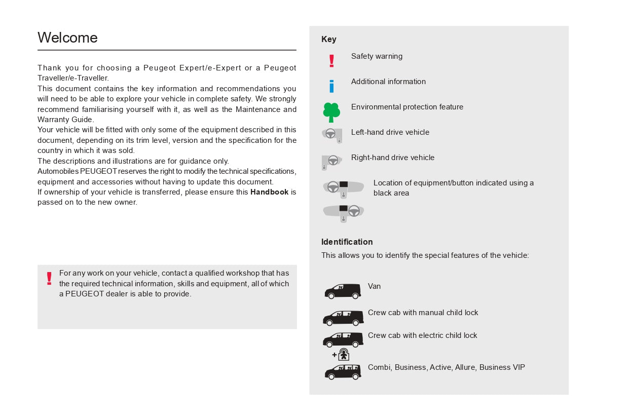 2022-2024 Peugeot Expert/e-Expert/Traveller/e-Traveller Owner's Manual | English