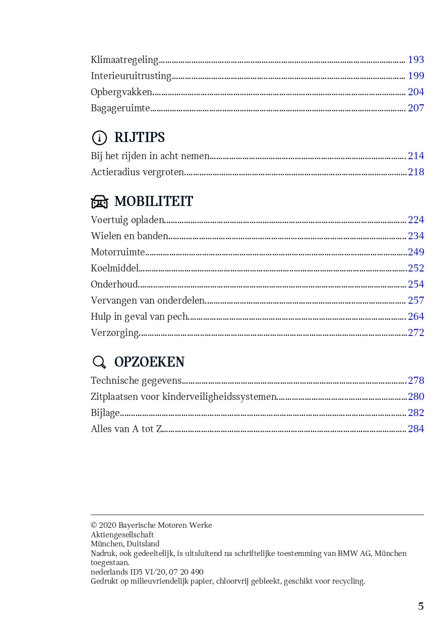 2020 Mini Cooper SE Owner's Manual | Dutch