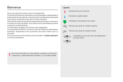 2023-2024 Peugeot 508 / 508SW Owner's Manual | French