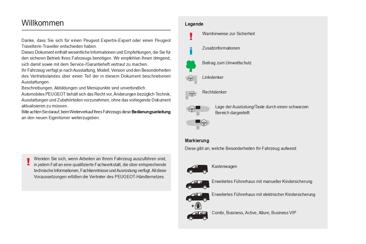 2022-2024 Peugeot Expert/e-Expert/Traveller/e-Traveller Bedienungsanleitung | Deutsch