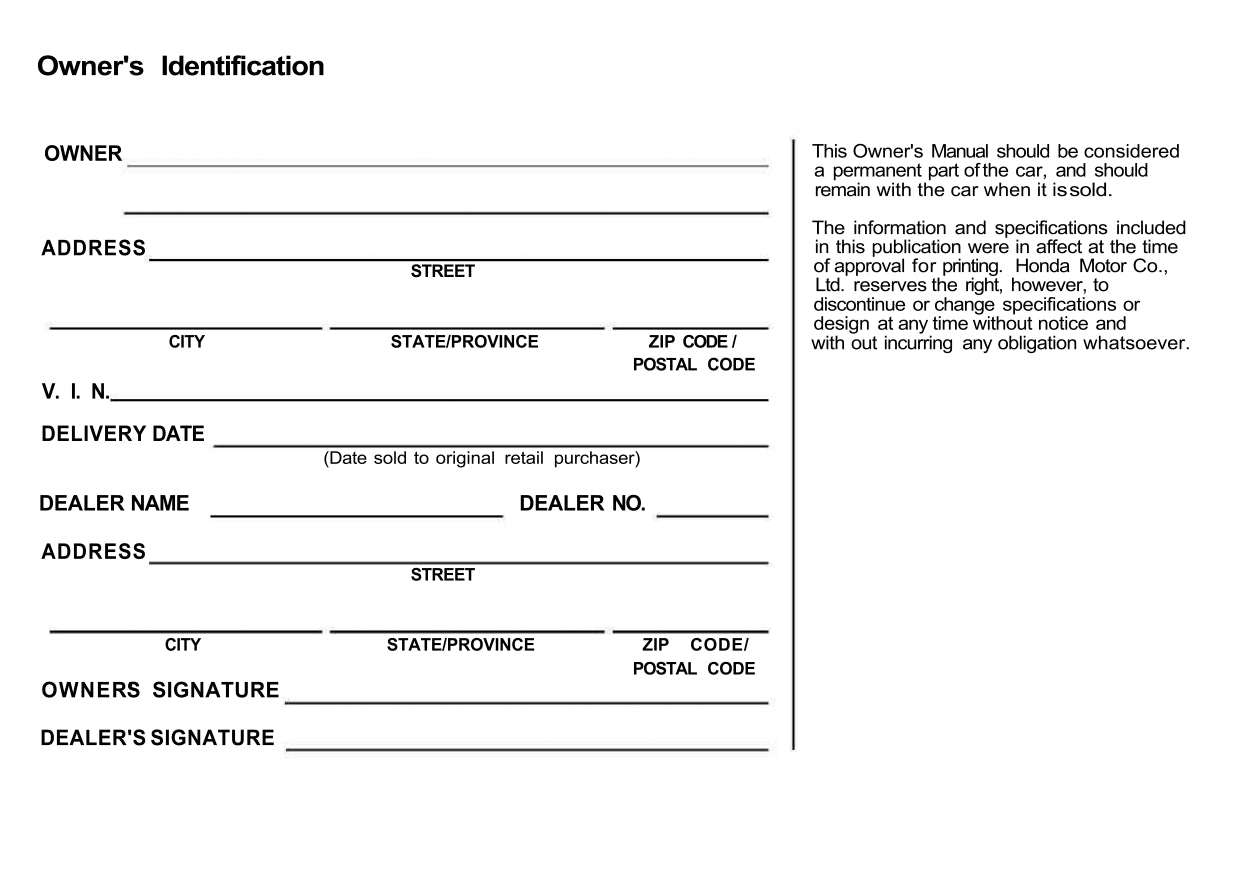 1995 Acura NSX Owner's Manual | English