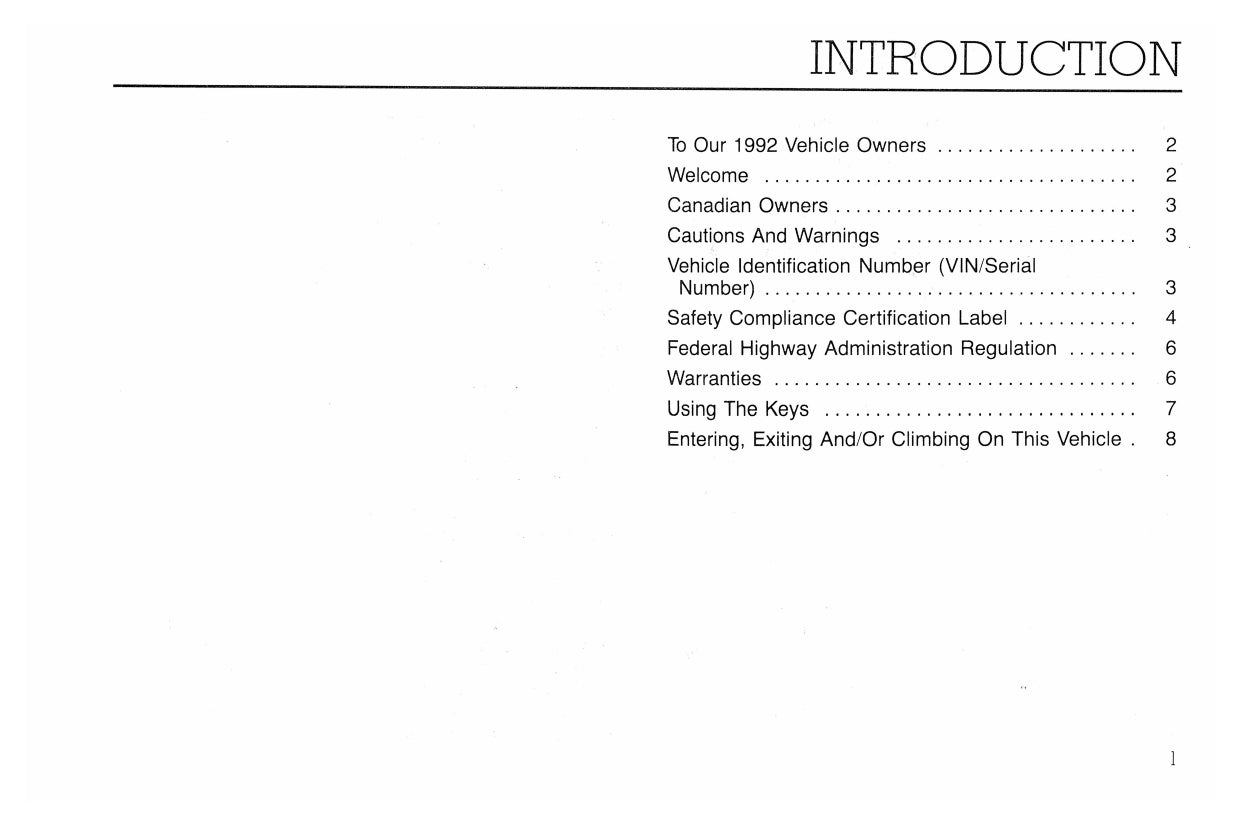 1992 Ford L-Series Owner's Manual | English