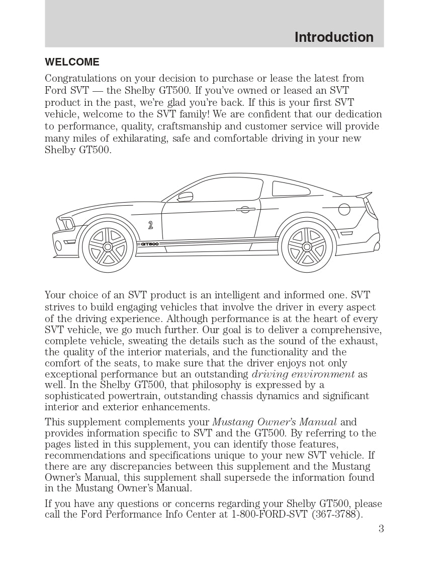 2011 Ford Shelby GT500 Owner's Manual | English