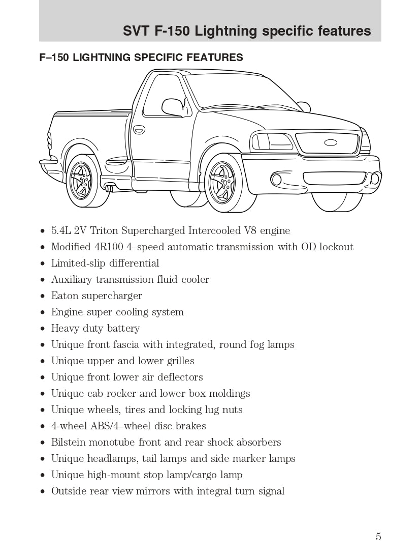 2004 Ford SVT F-150 Owner's Manual Supplement | English