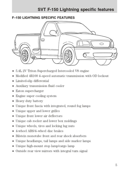 2004 Ford SVT F-150 Owner's Manual Supplement | English