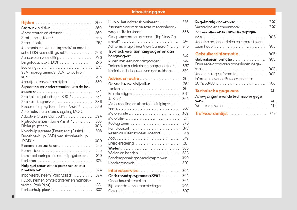 2020 Seat Tarraco Owner's Manual | Dutch