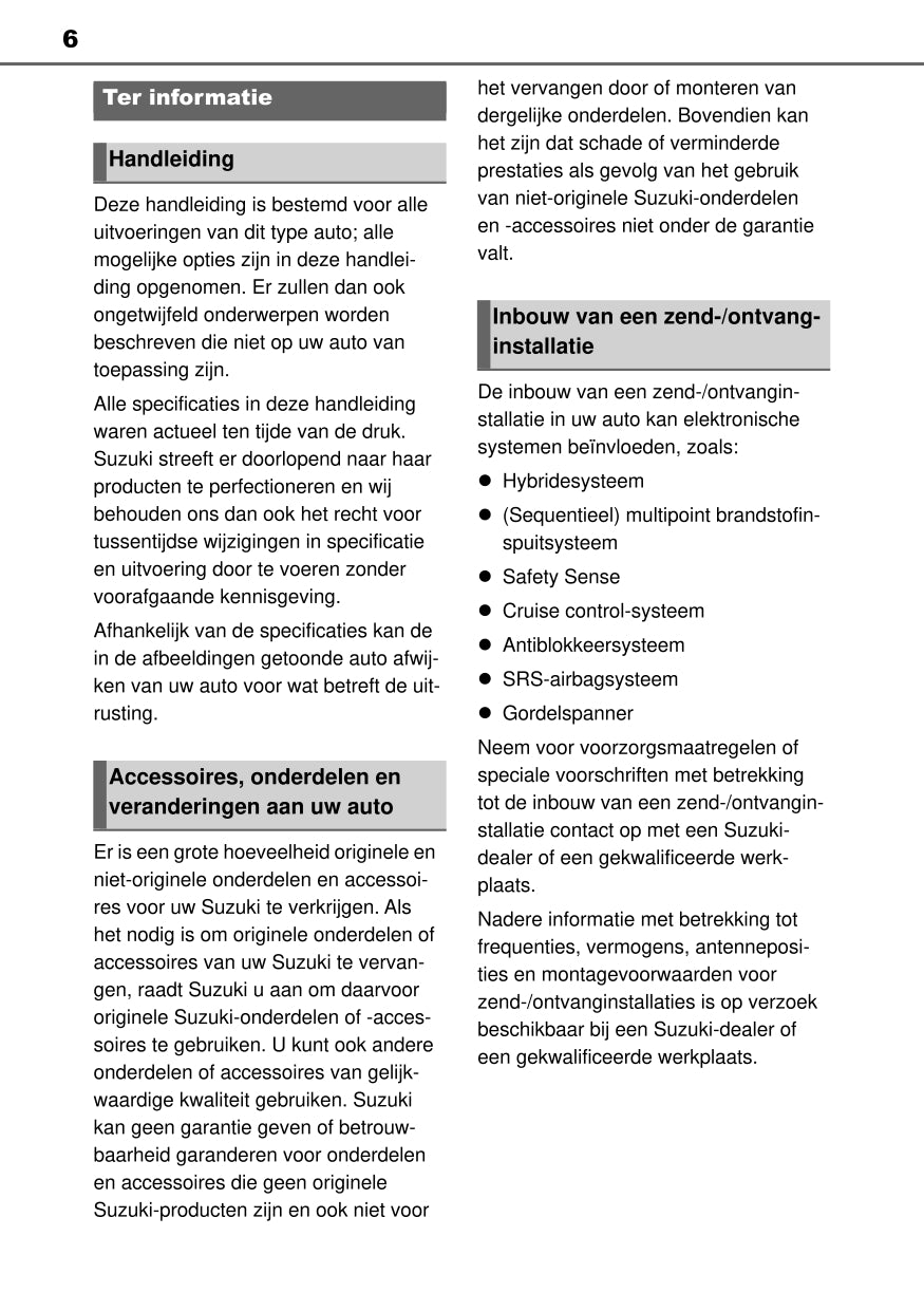 2020-2021 Suzuki Across Bedienungsanleitung | Niederländisch