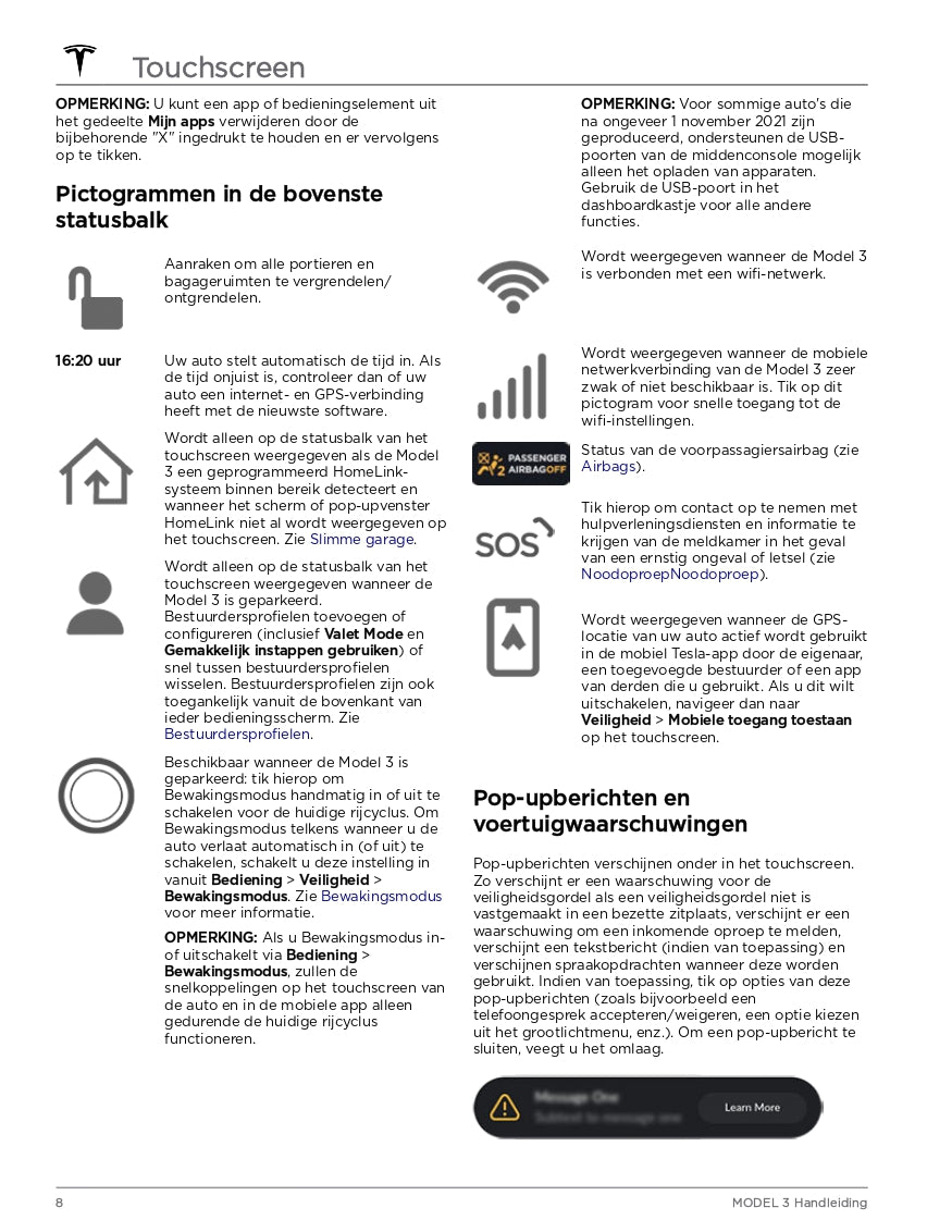 2024 Tesla Model 3 Bedienungsanleitung | Niederländisch