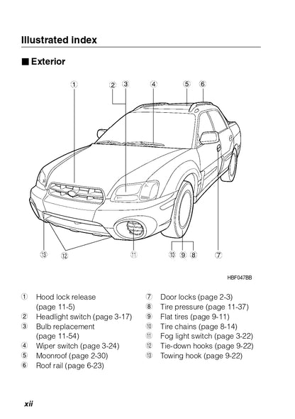 2003 Subaru Baja Bedienungsanleitung | Englisch