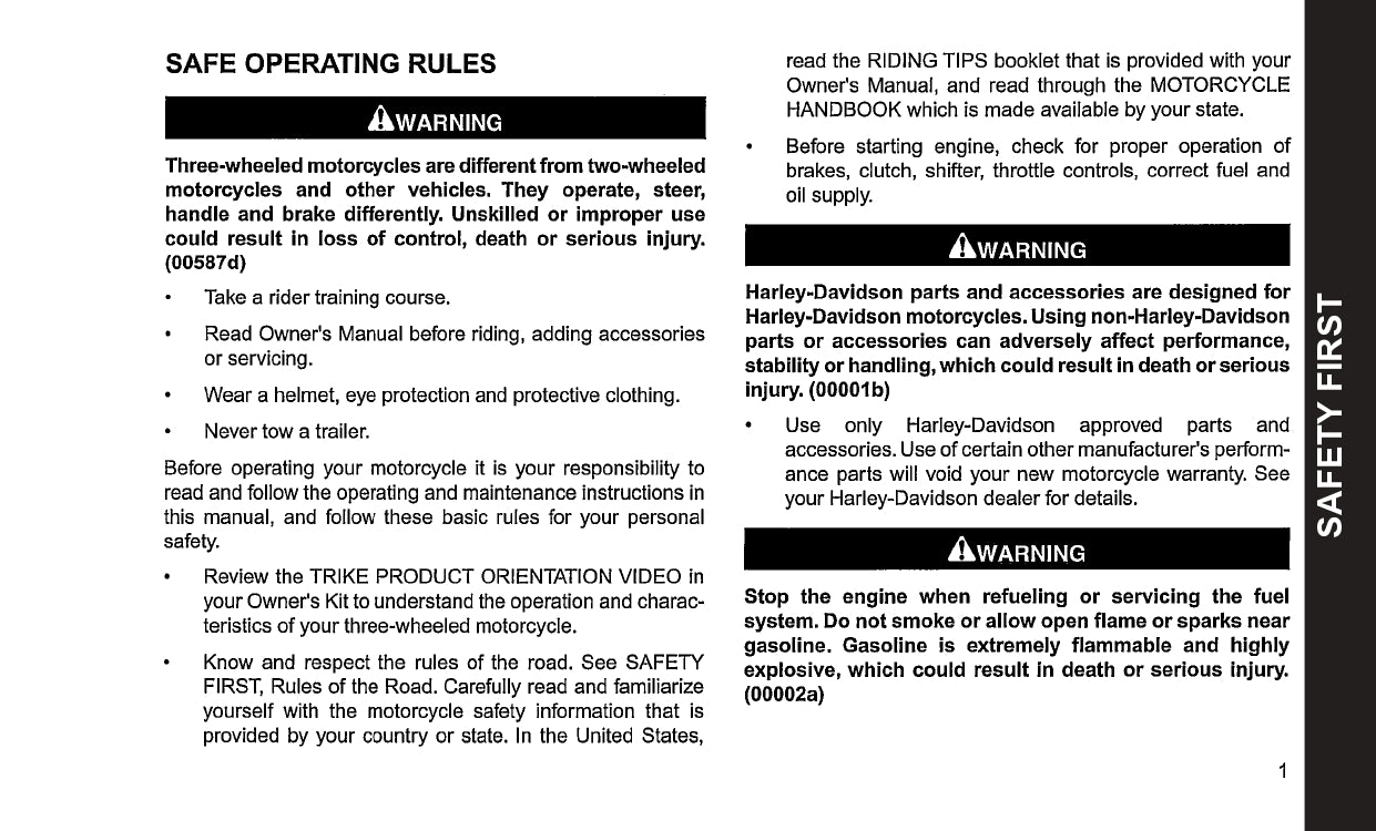 2013 Harley-Davidson Trike Owner's Manual | English