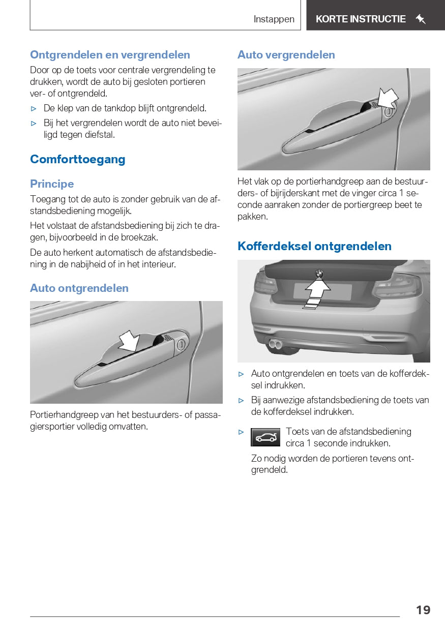 2019 BMW 2 Series Convertible Bedienungsanleitung | Niederländisch