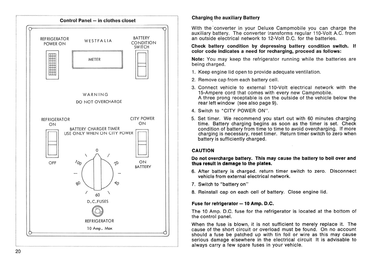 1978 Volkswagen Campmobile Owner's Manual | English