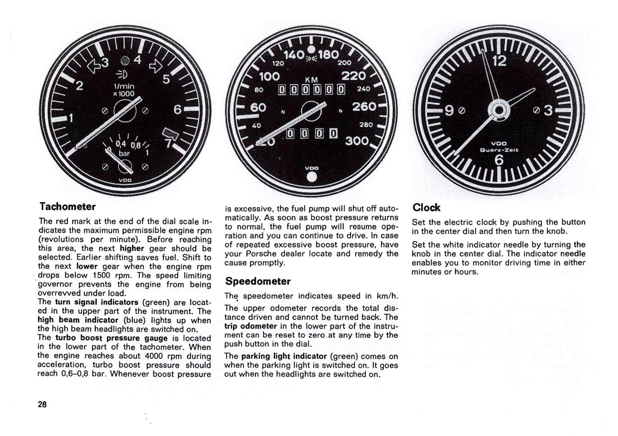 1983 Porsche 911 Turbo Owner's Manual | English