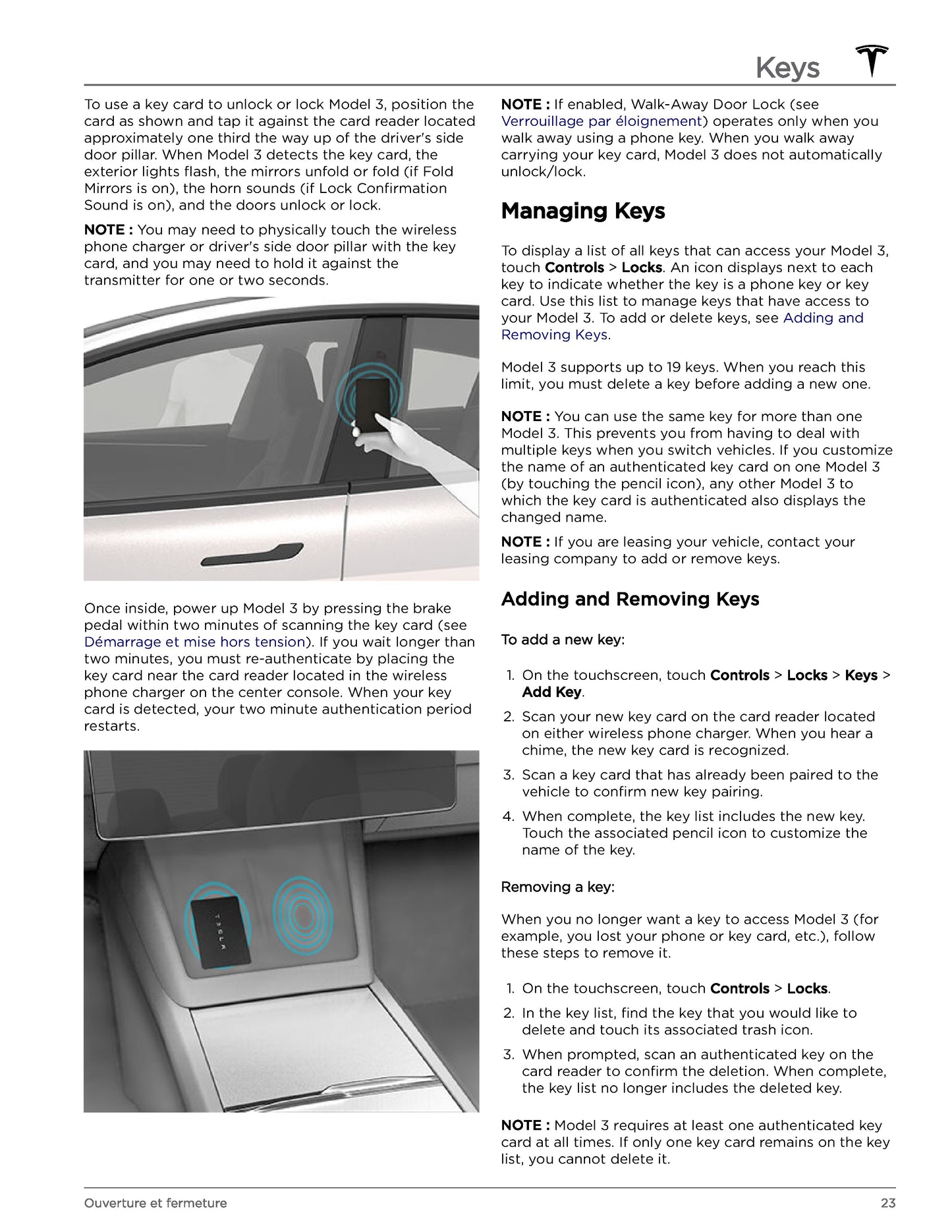 2023-2024 Tesla Model 3 Bedienungsanleitung | Französisch