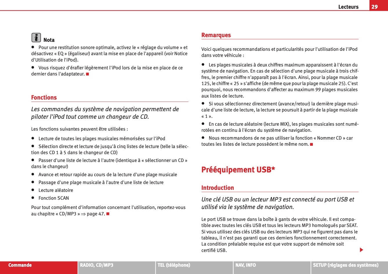 Seat Media System 1.0 Guide d'instructions