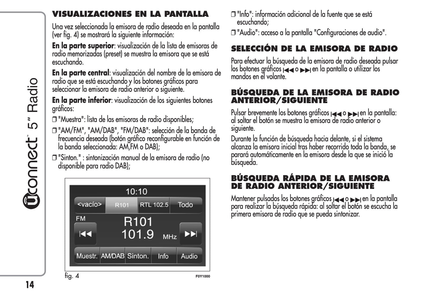 Alfa Romeo Mito Uconnect 5 Radio Instrucciones 2013 - 2016