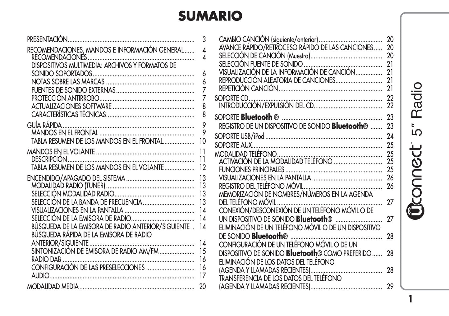 Alfa Romeo Mito Uconnect 5 Radio Instrucciones 2013 - 2016