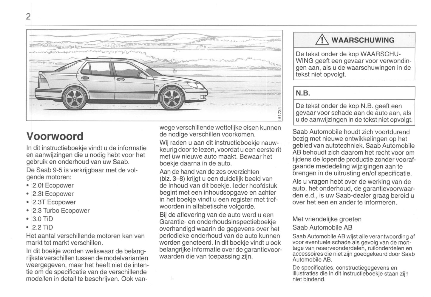 2001-2005 Saab 9-5 Bedienungsanleitung | Niederländisch