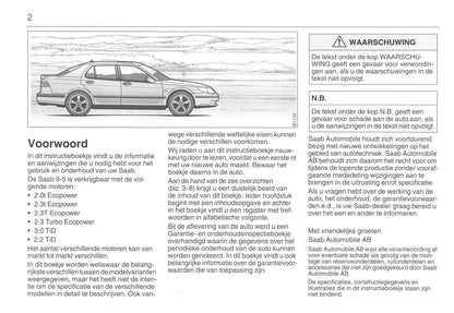 2001-2005 Saab 9-5 Owner's Manual | Dutch