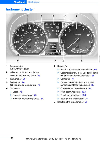 2012-2013 BMW 1 Series Bedienungsanleitung | Englisch