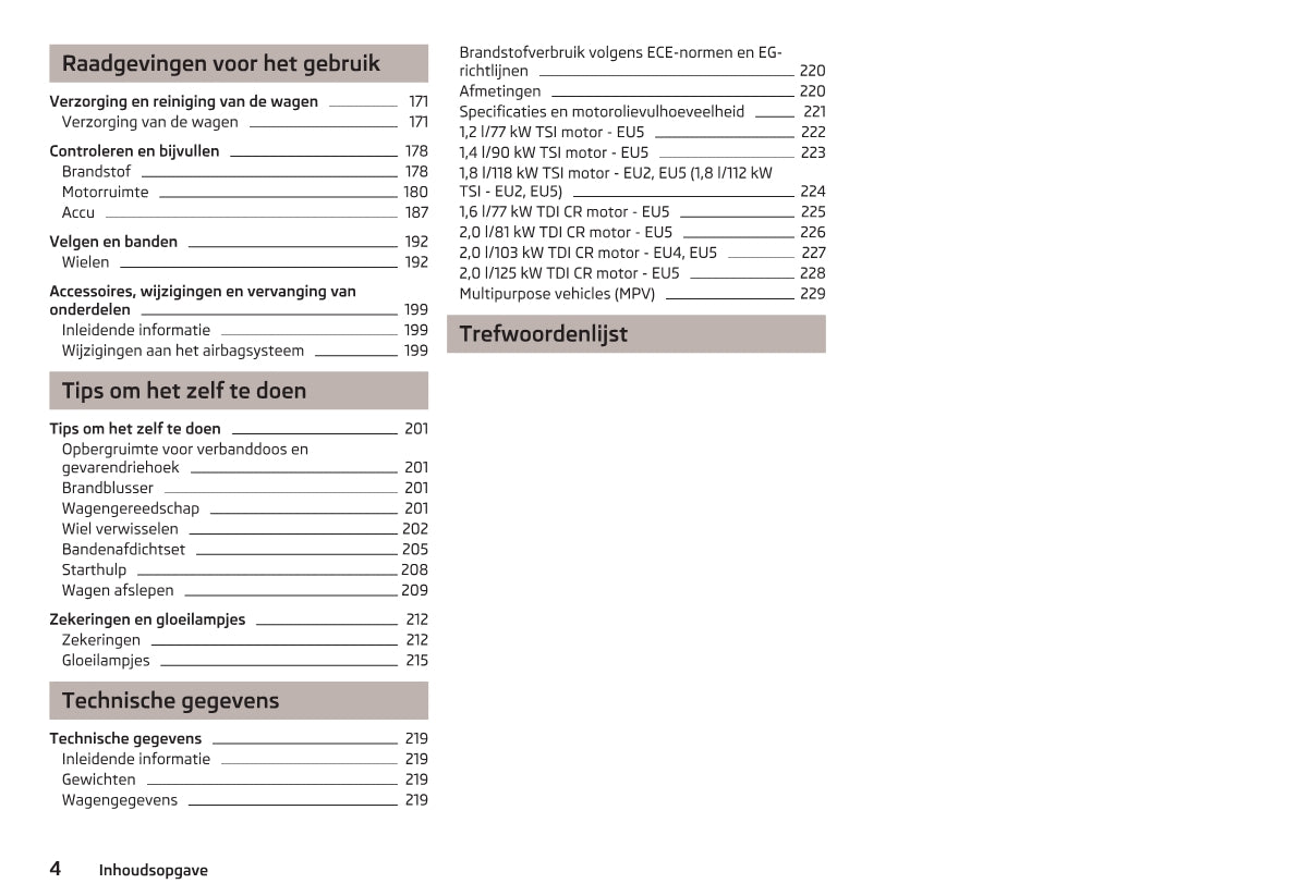 2009-2013 Skoda Yeti Bedienungsanleitung | Niederländisch