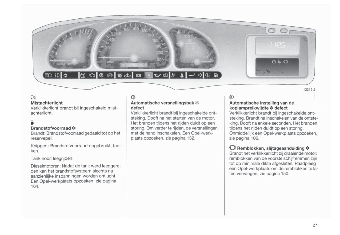 1999-2002 Opel Vectra Owner's Manual | Dutch