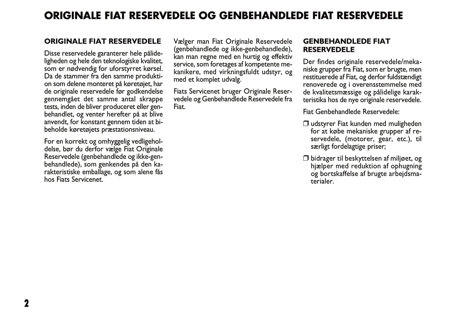 2011-2012 Fiat Sedici Bedienungsanleitung | Dansk