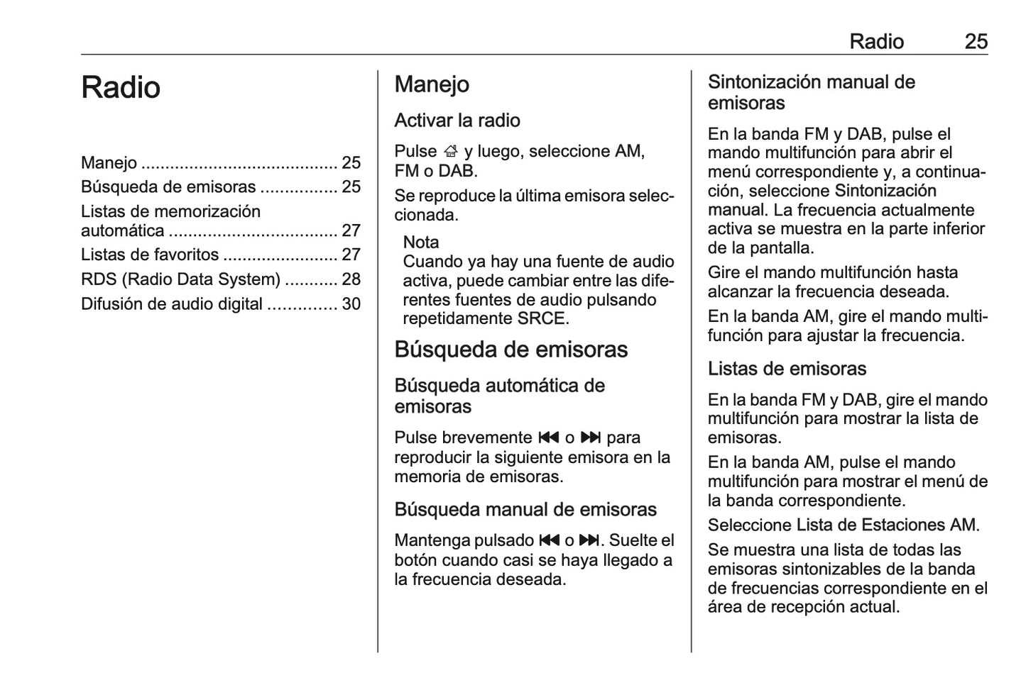 Opel Cascada Manual de infoentretenimiento 2013 - 2018