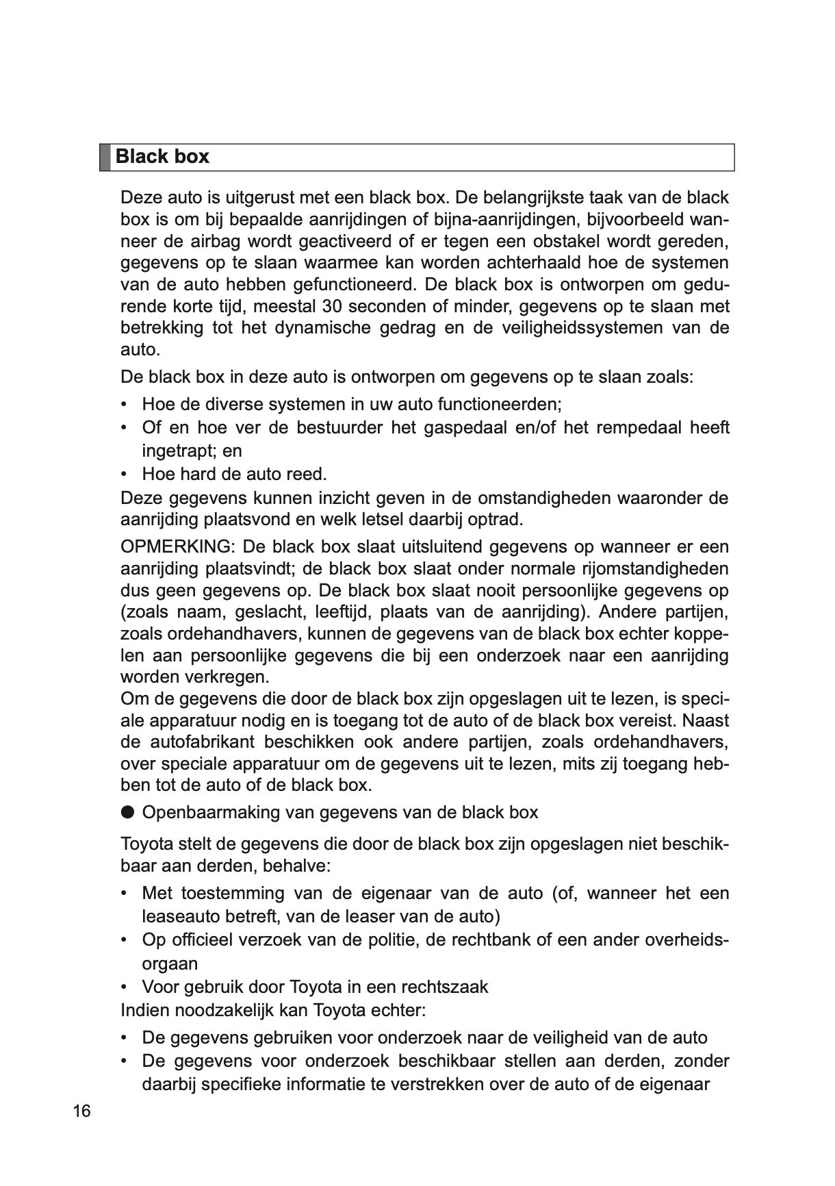 2015-2016 Toyota GT86 Owner's Manual | Dutch