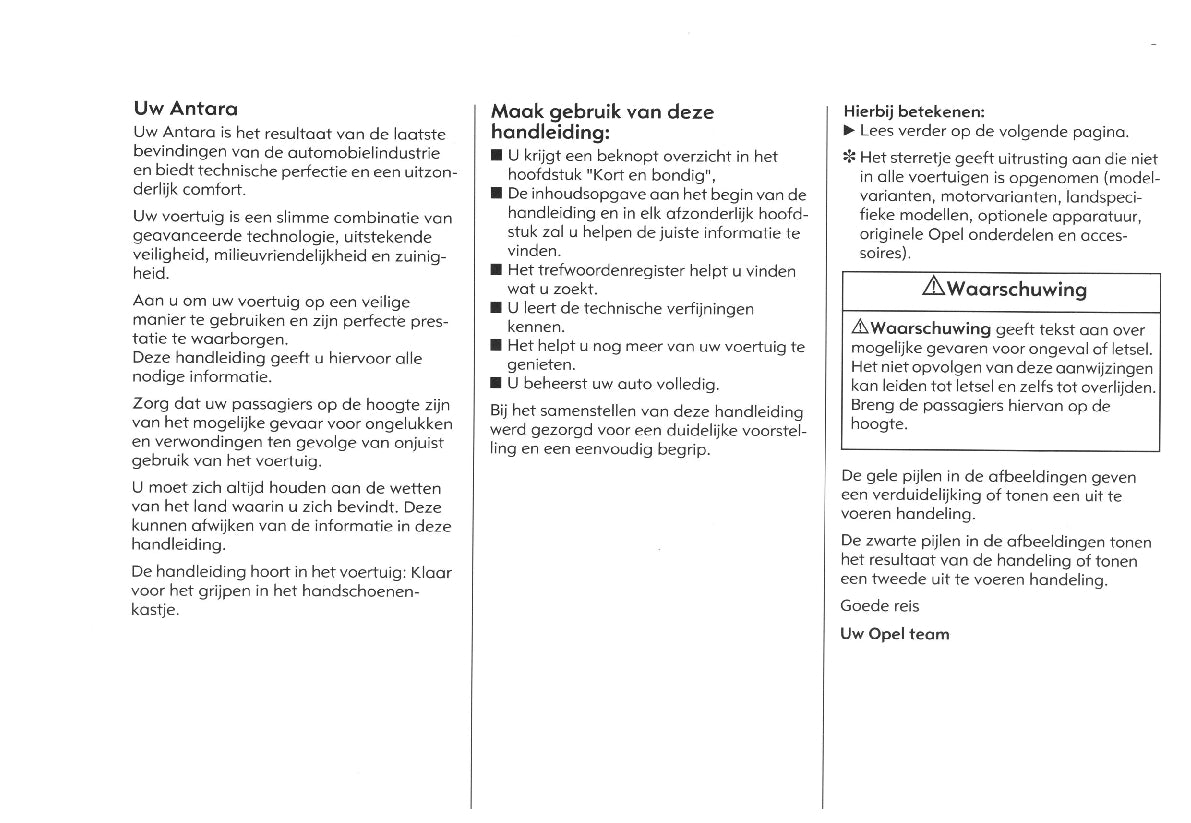 2007-2011 Opel Antara Owner's Manual | Dutch