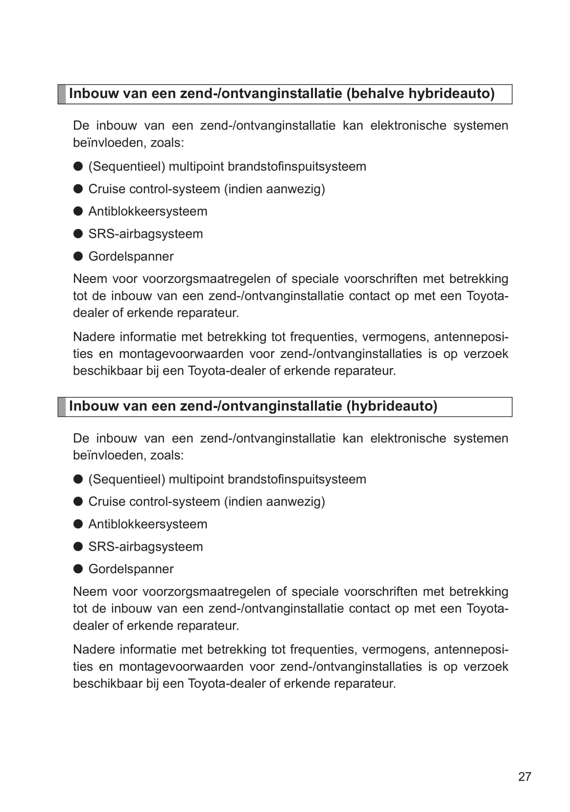 2013-2014 Toyota Yaris/Yaris Hybrid Bedienungsanleitung | Niederländisch