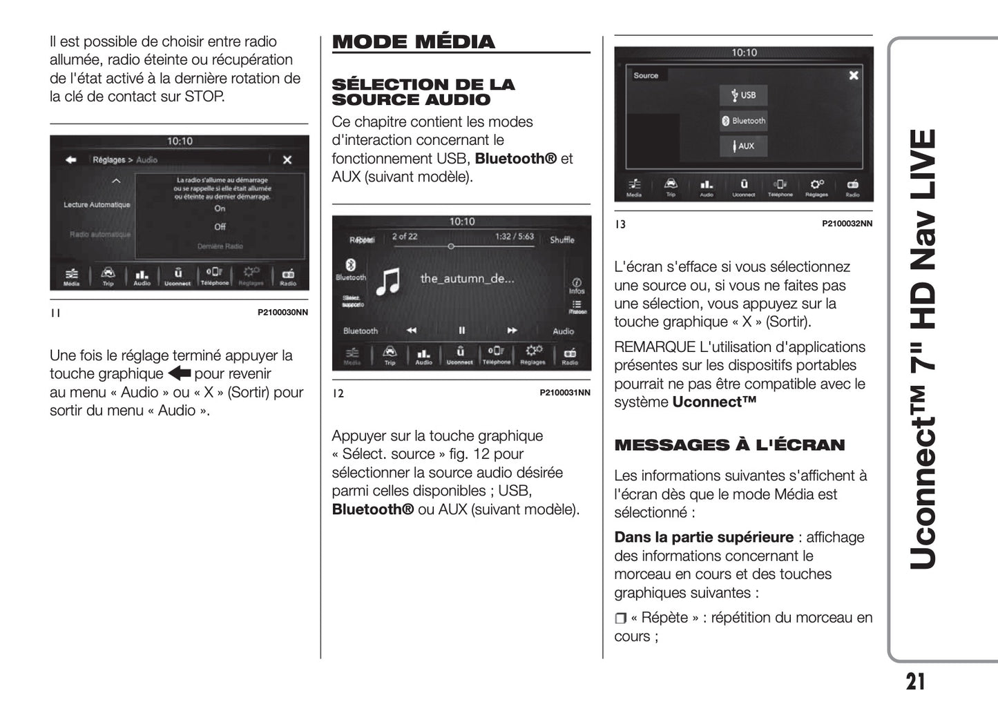 Fiat 500X Uconnect Radio Nav 7.0 Guide d'utilisation 2018 - 2019