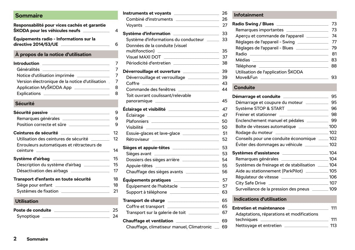 2017-2018 Skoda Citigo Owner's Manual | French