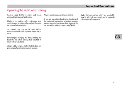 Skoda Radio Stream Owner's Manual 2005