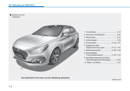 2019-2020 Hyundai i30 Bedienungsanleitung | Deutsch