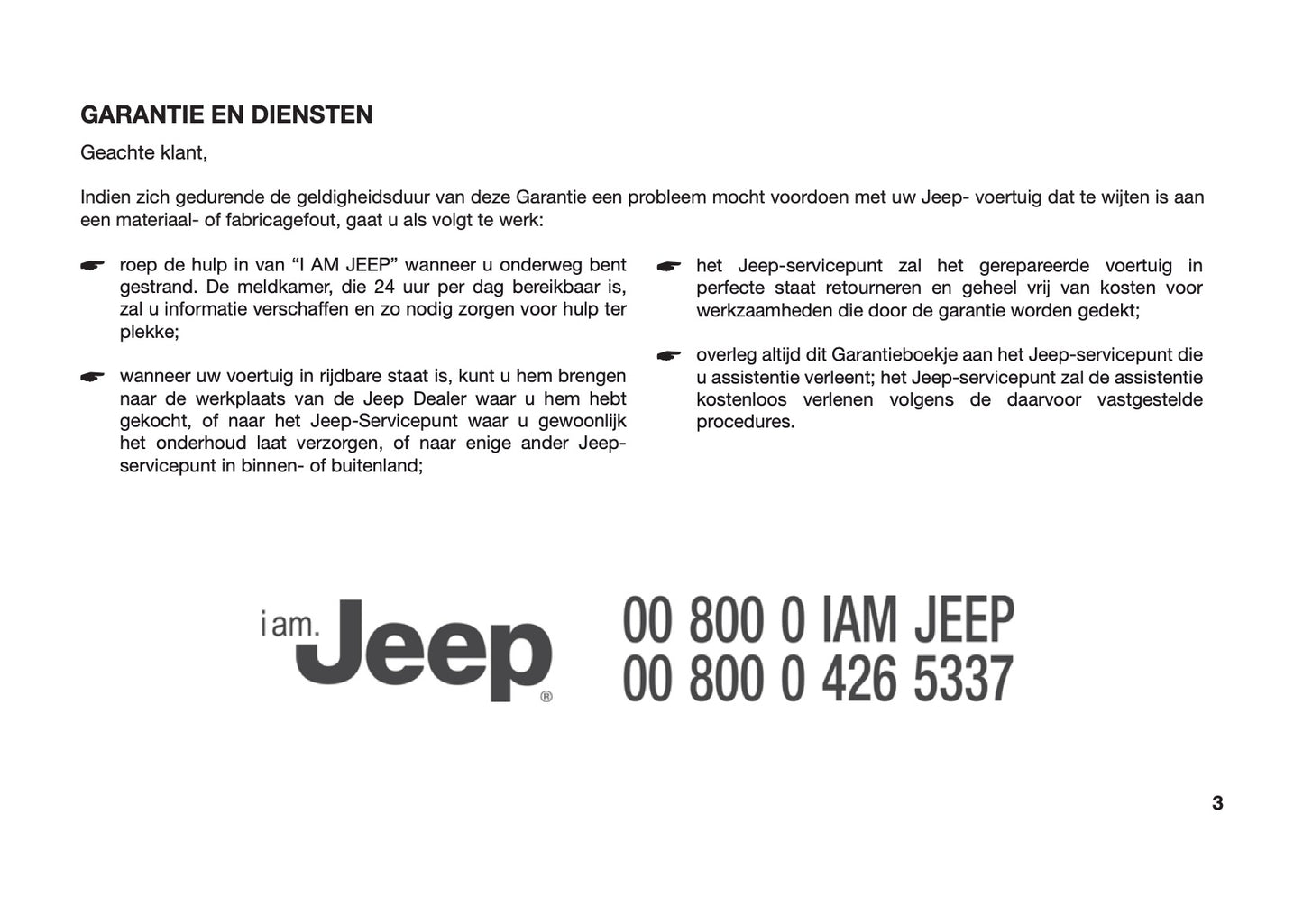 Jeep Garantie en Diensten Handleiding
