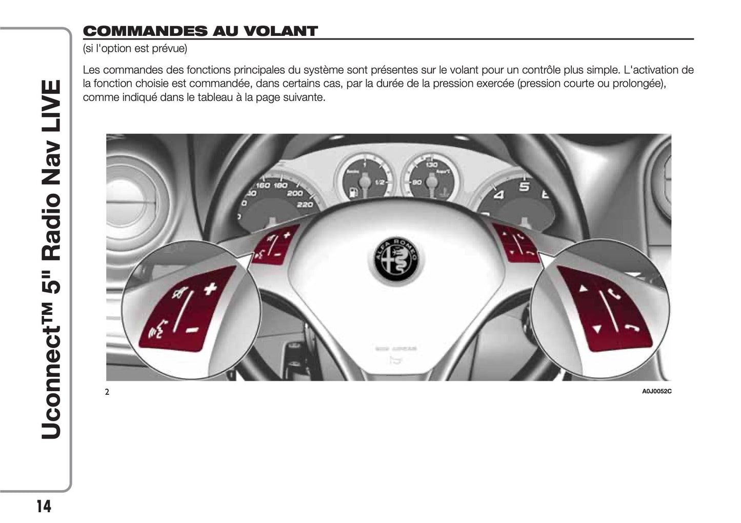 Alfa Romeo MiTo Uconnect Radio Nav 5.0 Live Guide d'utilisation 2016 - 2020