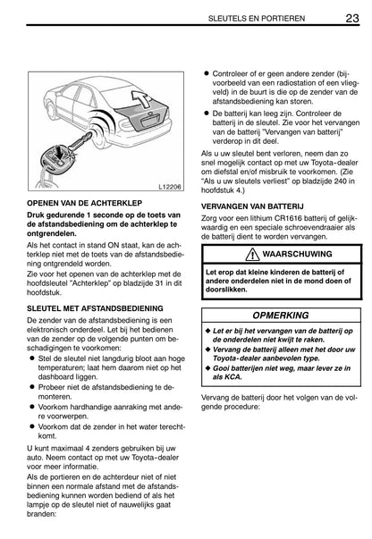 2002-2004 Toyota Camry Owner's Manual | Dutch