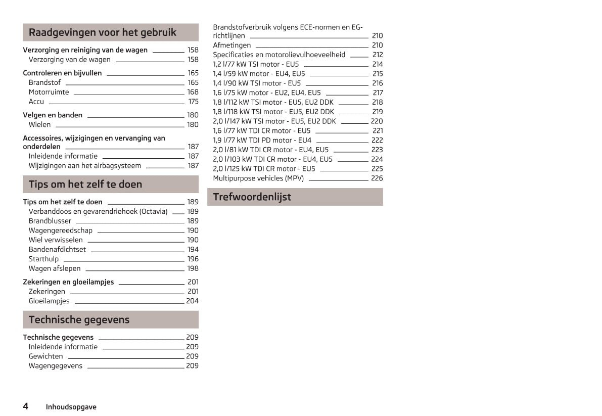 2012-2013 Skoda Octavia Owner's Manual | Dutch