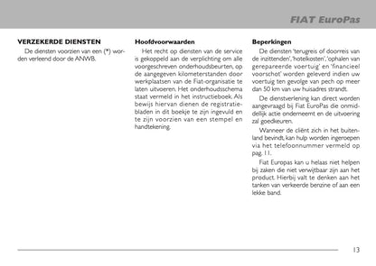 Fiat Garantieboekje 2009