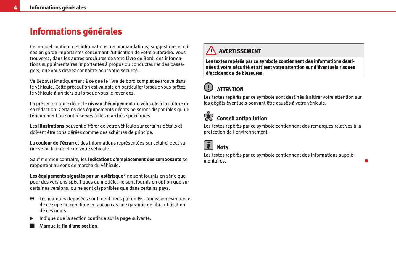 Seat Radio Sound Système 2.0 Guide d’instructions