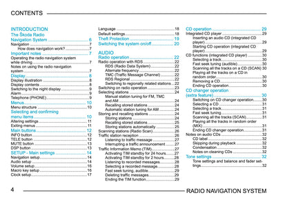 Skoda Radio Navigation System Owner's Manual 2003