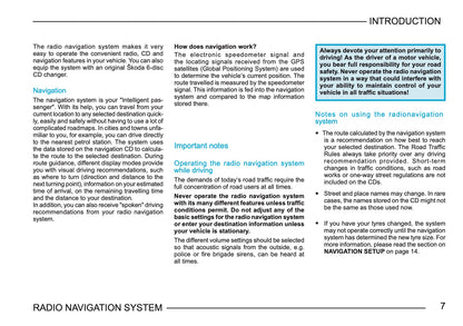 Skoda Radio Navigation System Owner's Manual 2003